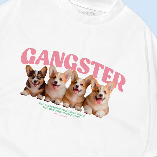 Gangster Corgi Oversized T-shirt - White