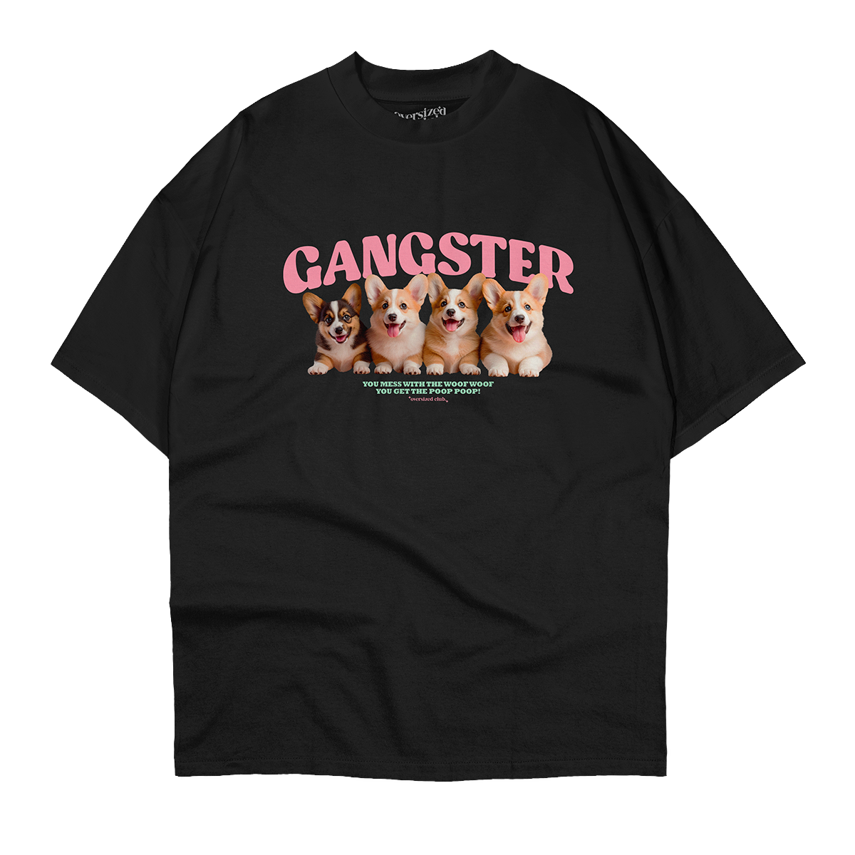 Gangster Corgi Oversized T-shirt - Black