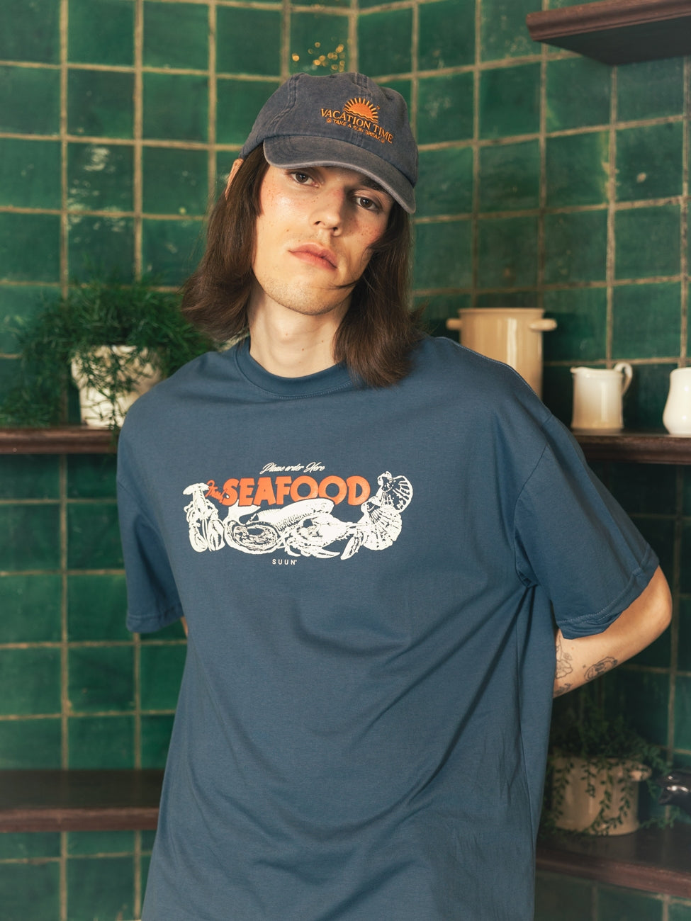 Seafood Oversized T-shirt - Navy