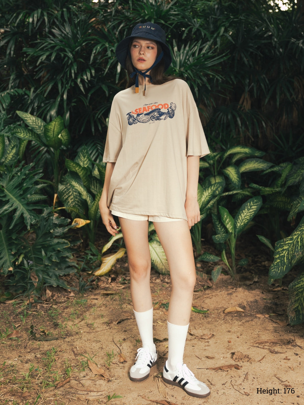 Seafood Oversized T-shirt - Beige